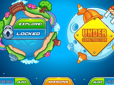 Unicorn Level Select Screen game ios metal planets sci fi shiny unicorn revenge
