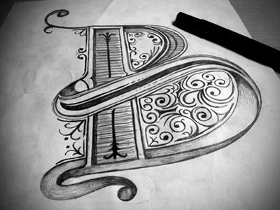 Letter B b letter old ornament style vintage