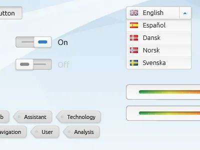 Light UI Kit II button drop down light progress radio risk meter scrollbar search switch tag ui kit