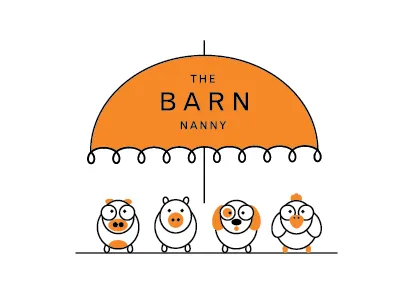 The Barn Nanny chicken cow dog farm animals pig umbrella