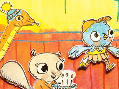 Birthday Party! animals colored pencil comics party pen and ink watercolor