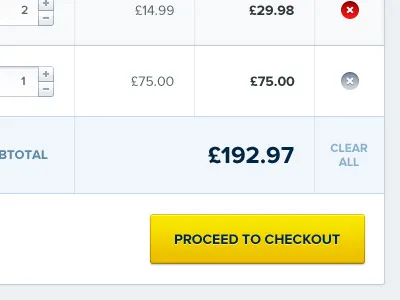 Proceed To Checkout basket blue button cart checkout clean ecommerce ui white yellow