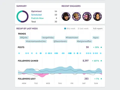 SocialFlow Weekly Report analytics data email followers graph hashtags infographic report social media socialflow twitter visualization