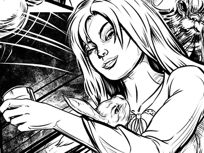 Comic Story Art - Alice White Rabbit Attack alice comic comic book illustration ink pen and ink sequential art white rabbit wonderland zenescope