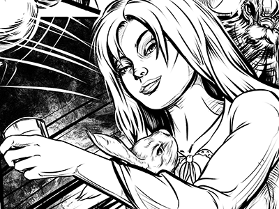 Comic Story Art - Alice White Rabbit Attack alice comic comic book illustration ink pen and ink sequential art white rabbit wonderland zenescope