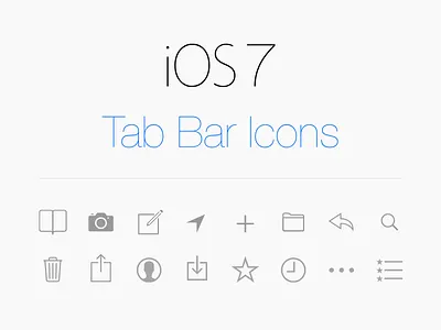 Vector Tab Icons iOS 7 bookmarks camera contacts downloads featured icons ios 7 nav bar search share tab bar vector