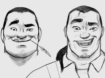 asian farmer character sketch