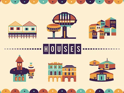 postcards ... adline brassai design flat house illustration postcard print print design szende