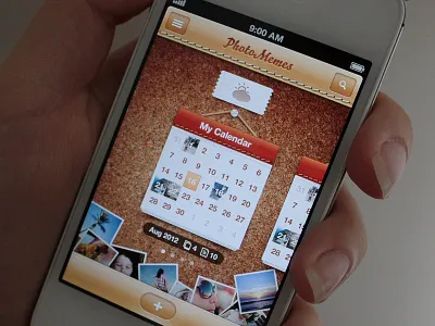 PhotoMemes application calendar interface ios iphone notflat ui
