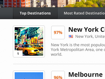 Traveltrooper charts community filter homepage navigation ranking ratings retina travel ui web