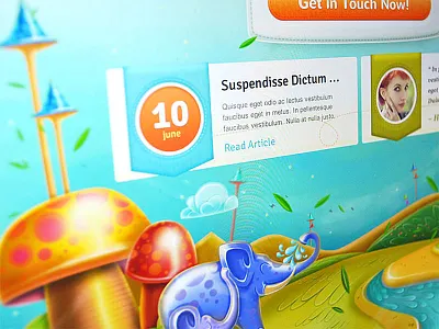 KiddoTurf elephants illustration kids kindergarten mushrooms wordpress