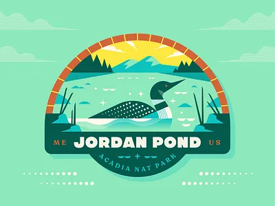 Jordan Pond badge explore illustration loon maine nationalpark outdoors travel wildlife