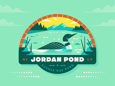 Jordan Pond badge explore illustration loon maine nationalpark outdoors travel wildlife