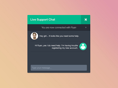 PSD Freebie - Live Support Chat Dark chat clean color design flat free psd ui user interface
