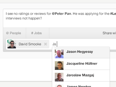 Message Box Specific People hiring hr list view messaging social tags