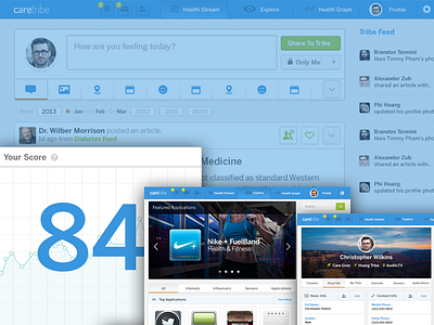 CareTribe Web App Sneak Peek charts data graph health icons layout medical social ui web web app