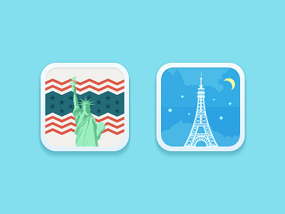 Figures eiffel flat icon liberty simple statue tower