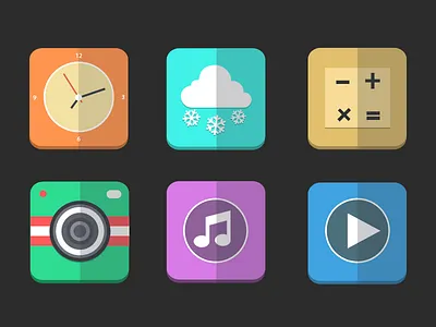 Flat icons PSD camera flat free icons ios 7 music psd ui video weather