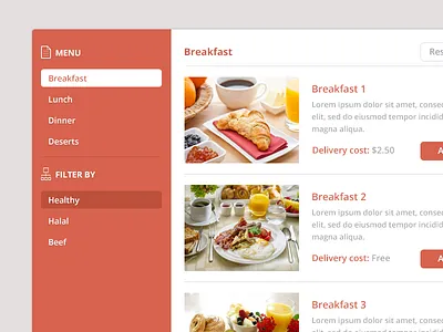 Food Widget clean clientwork food live restaurant ui widget