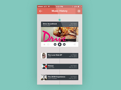 .psd freebie - Music App History Screen clean drive flat free history ios music psd simple ui user interface