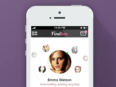 FindHer - single user app circle dating drinks finder flat food gay icons lesbian love mobile