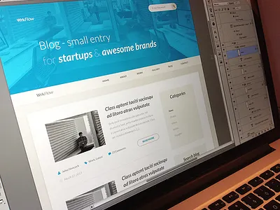 Wrkflow / Blog blog blue clean flat light minimal small wip