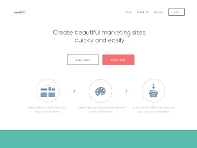 Modulz Landing Redesign carousel clean flat icons landing light minimal web
