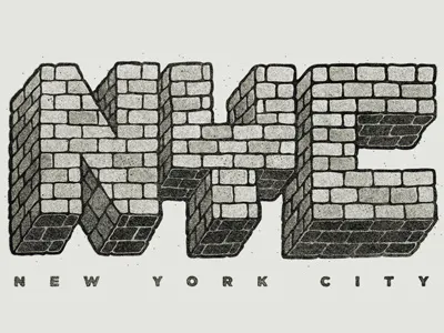 NYC 'Bricks' bricks grungy handmade illustration new york t shirt type