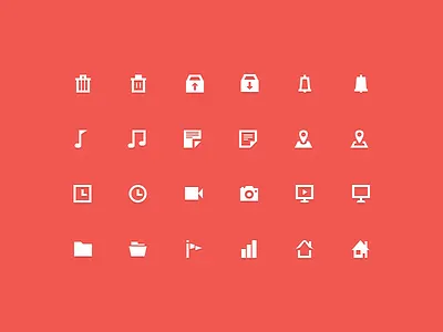 30 Free Icons (with PSD) clock flag flat folder free freebie graph icons music psd trash vector