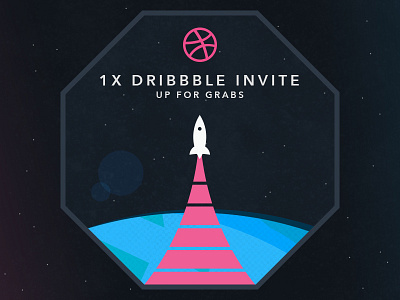 Dribbble Invite colors contest dribbble flat future invitation invite nasa retro rocket space typography
