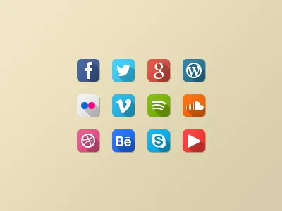 set´ flat icons media psd social