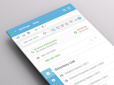 AppClient betraydan blue call call centre directory flat flatui icons tabs ui ux