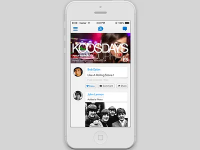iPhone app - homepage/timeline app bob branding dylan ios7 iphone mockup skeuomorphic ui ui design ux