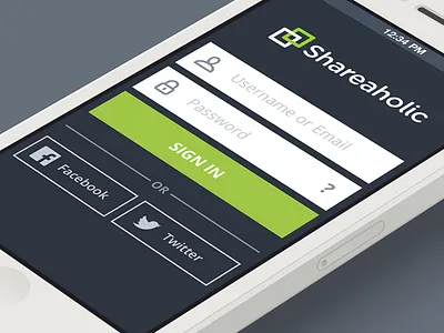 Shareaholic Login dark flat line