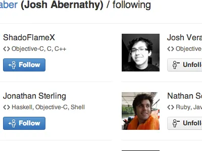 Following listing follow following github unfollow