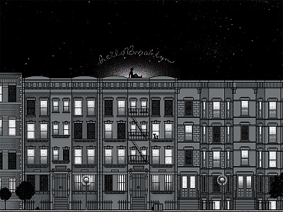 Hello Brooklyn brooklyn building city design home illustration industry new york night stars texture