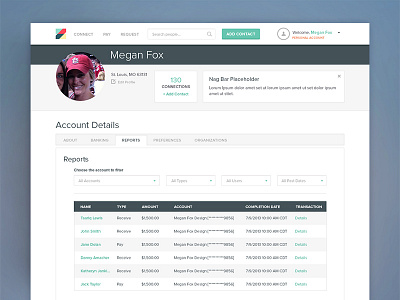 Payment Application Reports account application clean dashboard flat payment reports responsive social table ui web app