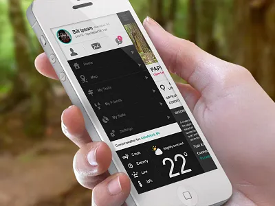 Ride Hub Menu app biking app iphone mobile social weather