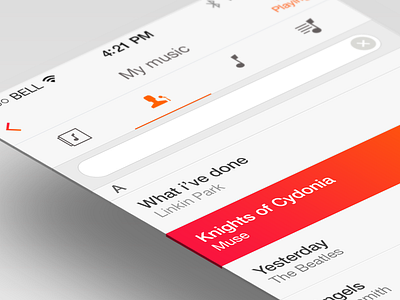 mymusic redesign app design gradient hover icons ios7 list lyrics minimal mockup music player
