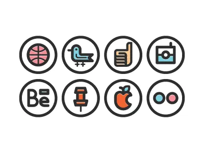 Socialmedia Icons Shot apple behance dribbble facebook flickr free icons instagram pinterest social twitter