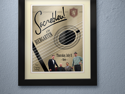Sacrebleu! Biergarten Poster band poster deco gig poster graphic design gypsy jazz jazz music music poster photoshop poster print design