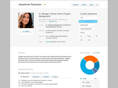 Profile WIP professional profile social activity tags