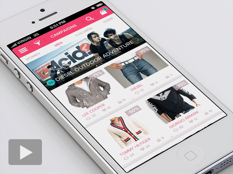 iPhone custom search filter flat interface design ios iphone mobile mobile app shop ui ui animation ux