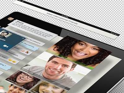 Video Chat 3d app blue chat ios ipad mockup perspective video
