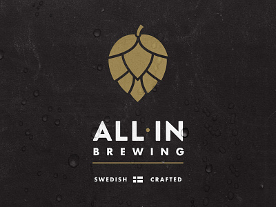 All In Brewing beer brewery brewing charcoal crafted flag gold hop hops icon logo swedish