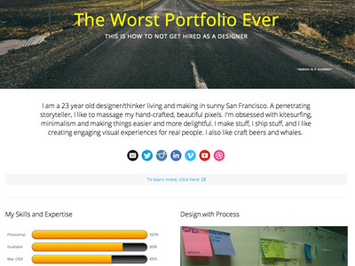 The Worst Portfolio Ever portfolio webpage