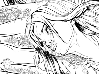Comic Story Art - Alice Deep Swim alice comic comic book illustration ink pen and ink sequential art white rabbit wonderland zenescope