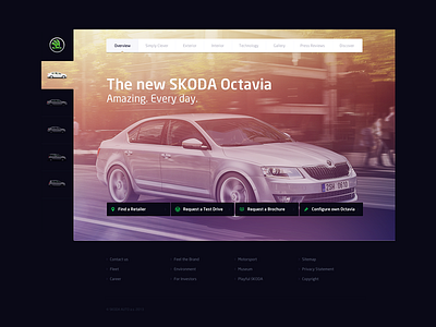 SKODA redesign - product page automobile car fixed navigation product page redesign skoda webdesign