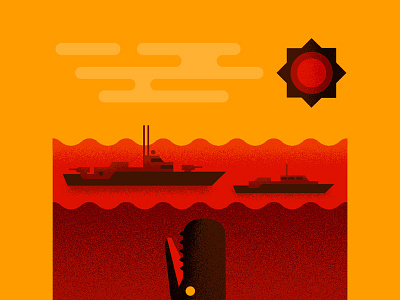 Leviathan clouds illustration leviathan moby dick sea ships squid sun underwater vector waves whale