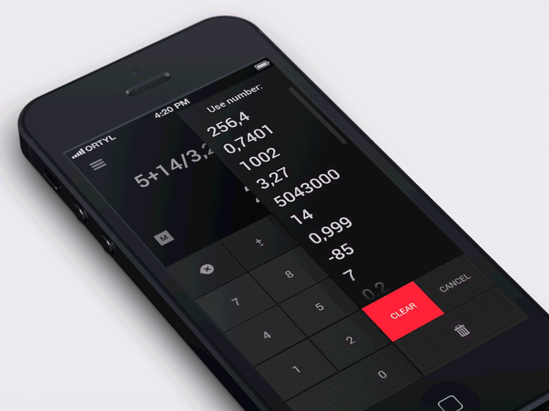 [GIF] Memory list clearing animation app calculator clear flat gif ios iphone list memory mobile transition